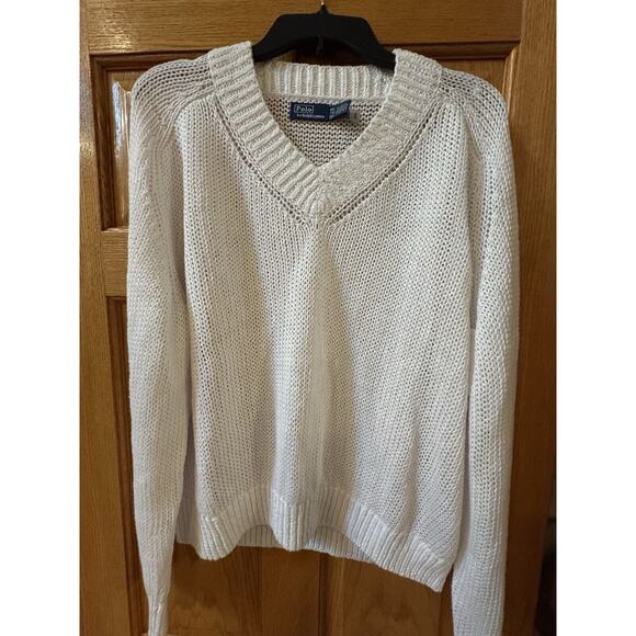 Polo Ralph Lauren Women’s Linen-Cotton white V-Neck Sweater Size XXL - Picture 4 of 8